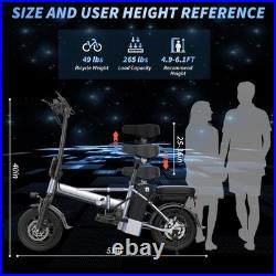 14Inch Ebike Folding Electric Bike Bicycle for Adults 48V 10.4AH 15MPH 28Miles