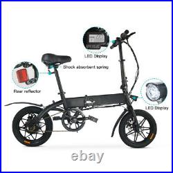 14 Folding Electric Bicycle City Bike Commuter E-Bike 250W Motor Cycling EBike