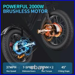2000 Dual Motor 52V 40AH Electric Bicycle 20 inch Fat Tire Mountain E-Motobike