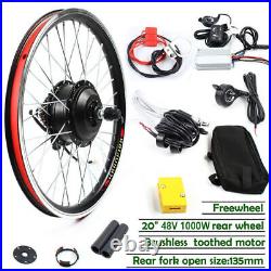 20 Inch E-Bike Conversion Kit 48V 1000W with LED Electric Bike Motor Rear Wheel