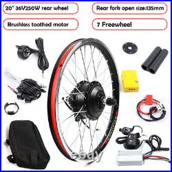 20 Inch Electric Bicycle Conversion Kit E-Bike Rear Wheel Hub Motor Set 36V 250W