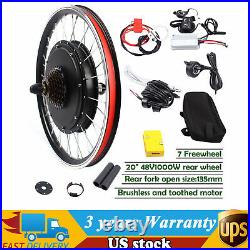 20 Inch Electric Bicycle E-Bike Rear Wheel Hub Motor Conversion Kit 48V 1000W