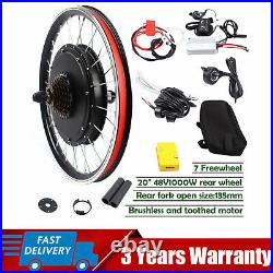 20 Inch Electric Bicycle E-Bike Rear Wheel Hub Motor Conversion Kit 48V 1000W