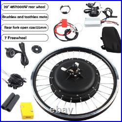 20 Inch Electric Bicycle Motor E-Bike Rear Wheel 48V 1000W Hub Conversion Kit