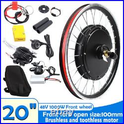 20 inch Front Wheel Electric Bicycle Motor Kit E-Bike Hub Conversion 48V 1000W
