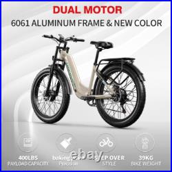 26 Dual Motor Electric Mountain Bike 48V 17.5Ah Fat Tire All-Terrain E-Bike UK