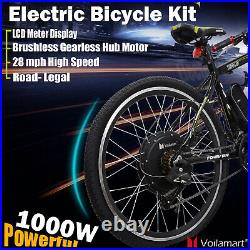 26 Electric Bicycle Conversion Kit E Bike Rear Wheel Motor Hub 48V 1000W withLCD