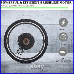 26 Electric Bicycle Conversion Kit Rear Wheel 7-Speed Ebike Hub Motor Wheel+LED