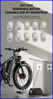 26 Electric Bike for Adults 52V 23Ah Battery Dual Motor E-Bike Mountain Bicycle