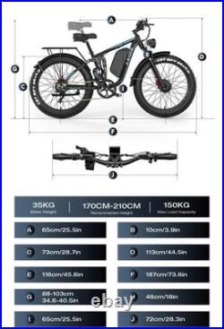 26 Electric Bike for Adults 52V 23Ah Battery Dual Motor E-Bike Mountain Bicycle