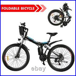 26''Electric Bikes Folding Ebike 250W E-Citybike Mountain Bicycle Commuter Black
