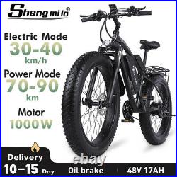 26 Electric Mountain Bike 1000W 48V Fat Tire Bicycle E-bike Shimano Moped