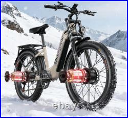 26 Fat Tire E-Bike Dual Motor Electric Trekking Bike 48V 17.5Ah Off-Road MTB UK