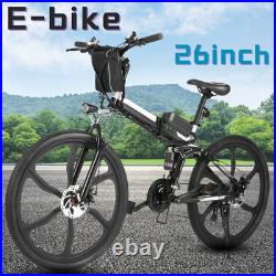 26''Folding Electric Bikes E-Mountain Bike 250W Motor E-city Bicycle Adult Black