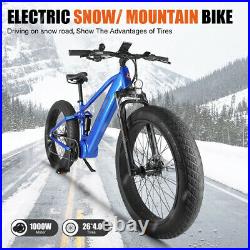 26'' Full Suspension Electric Snow Bike 4.0 Tire Fat 48V 1000W BAFANG Mid Motor