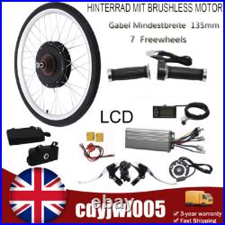 26 Inch 48V Electric Bicycle Conversion Kit Rear Wheel LCD E-Bike Hub Motor New