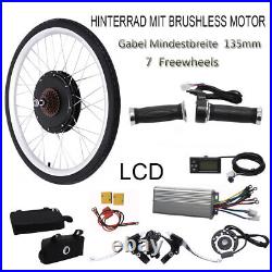26inch 48V 1000W Electric Bicycle Conversion Kit Rear Wheel LCD E-Bike Hub Motor