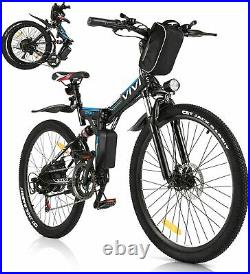 26inch Electric Bikes Mountain Bike Folding Ebike E-Citybike Bicycle 350W-BLACK
