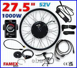 27.5 Electric Bicycle Conversion Kit E Bike Rear Wheel Motor Hub 1000W 52V UK