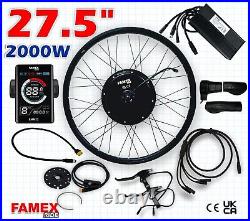 27.5 Electric Bicycle Conversion Kit E Bike Rear Wheel Motor Hub 2000W 48V UK