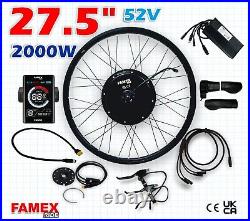 27.5 Electric Bicycle Conversion Kit Rear Wheel Motor Hub 2000 52V UK