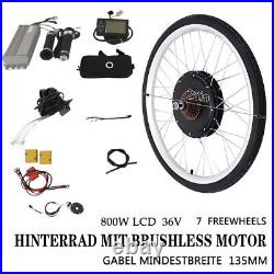28 36V 800W Electric Bicycle Conversion Kit E Bike Rear Wheel Motor Hub with LCD