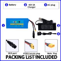36V 10AH Li-ion E-Bike Battery & XLR Charger For Electric Bicycles Scooter Motor