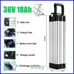 36V 18Ah Silver Lithium Ebike Battery For 0-550W Electric Bike Motor With Charger