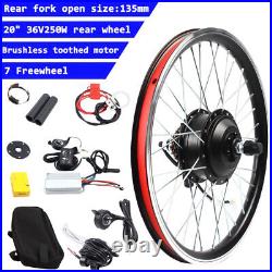 36V 250W 20'' Rear Wheel Electric Bicycle Conversion Kit E Bike Hub Motor withLED