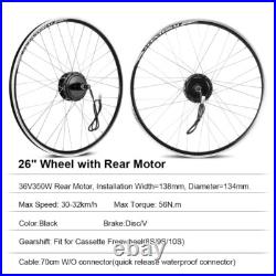 36V 26 Electric Bike Freewheel/Cassette Conversion Kit Rear Hub Motor Wheel