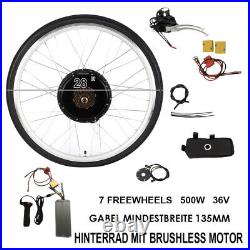 36V 500W 28in Rear Wheel E-Bike Electric Bicycle Conversion Kit Motor Wheel NEW