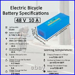 48V 10Ah Li-ion Battery for 200W-1000W Electric Tricycle E-Mountain Bike 30A BMS