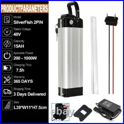 48V 15Ah SilverFish 2 pins Battery For Electric Bicycle E-Bike 250W-1000w motor