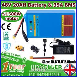 48V 20AH Lithium eBike Battery for 350W1500W Motor Bicycle Scooter & Charger UK