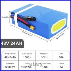 48V 24Ah Electric Scooter Bike Lithium Li-ion Battery For 50W-2000w E-bike Motor