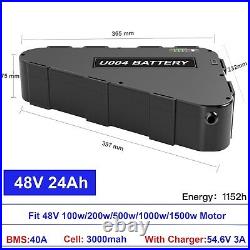 48V 24Ah Triangle Lithium Ebike Battery For 1500W Electric Bike Motor with Charger