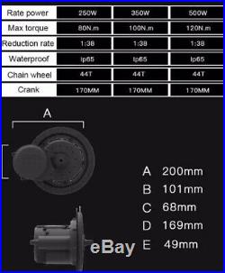 48v 350w HALO MOTOR electric bike mid drive conversion kit