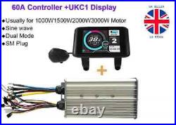 48v 60v 72v 60A electric bike conversion motor controller UKC1 LCD display ebike