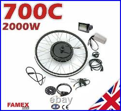 700C Electric Bicycle Conversion Kit E Bike Rear Wheel Motor Hub 2000W 48V 29