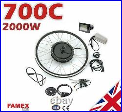 700C Electric Bicycle Conversion Kit E Bike Rear Wheel Motor Hub 2000W 48V UK