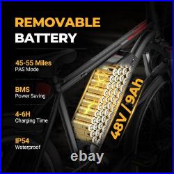 AOVOPRO 26inch Electric Bicycle with 48V 9AH Removable Battery E Mountain Bike
