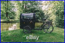 Danish Electric Cargo Bike with Transparent Rain Canopy and Powerful 250W Motor