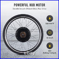 EBike Conversion Kit 26 Rear Wheel 500W Hub Motor LCD PAS Electric Bike Set