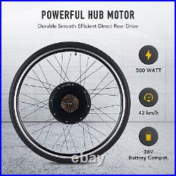 EBike Conversion Kit 28 Rear Wheel 500W Hub Motor LCD PAS Electric Bike Set