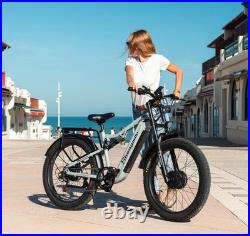 Ebike 26 48V Electric Bike Mountain Bicycle Full Suspension Hydraulic Brakes