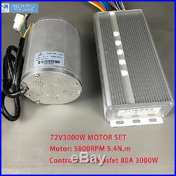 Electric 72v 3000w Bicycle Brushless Speed Motor 50A Controller E Bike Scooter