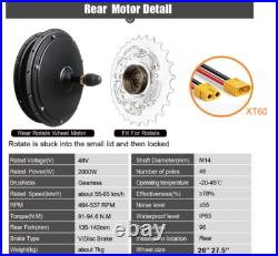Electric Bicycle 48V 2000W Rear Gearless Hub Motor Wheel Kit 48V 50A Controller