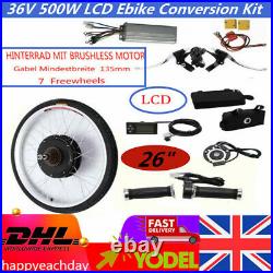 Electric Bicycle Ebike 36V 500W 26 Inch Rear Wheel LCD Hub Motor Conversion Kit
