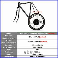 Electric Bicycle Kit 48V 1500W 20'' Rear Wheel E-Bike Motor Conversion Hub E2W9