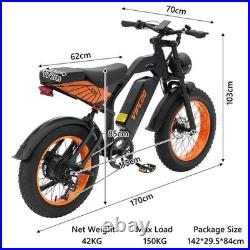 Electric Bike 750W Motor 48V 18.2Ah Fat Tire E-Bike 20x4.0 All Terrain Adult
